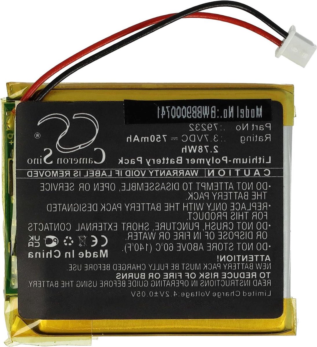 Babyfoon Batterij - Vervangende Accu - Baby Veiligheid - Kortsluiting Oververhitting Bescherming - 750 mAh - Wit