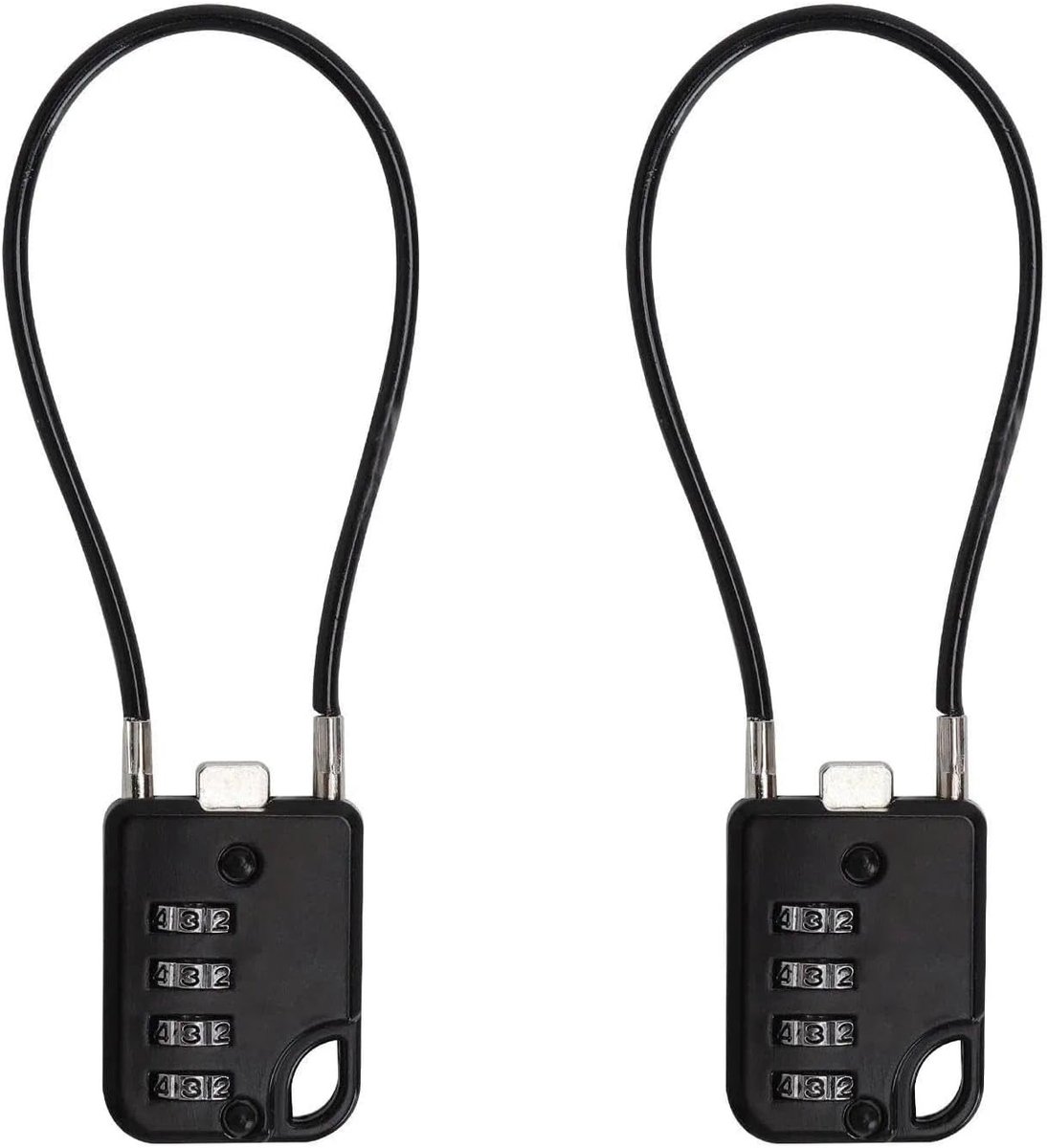 Cijferslot met Kabel - Zwart - 20 cm - Robuust Hangslot met Viercijferige Code - Voor Bagage, Rugzakken en Scooters