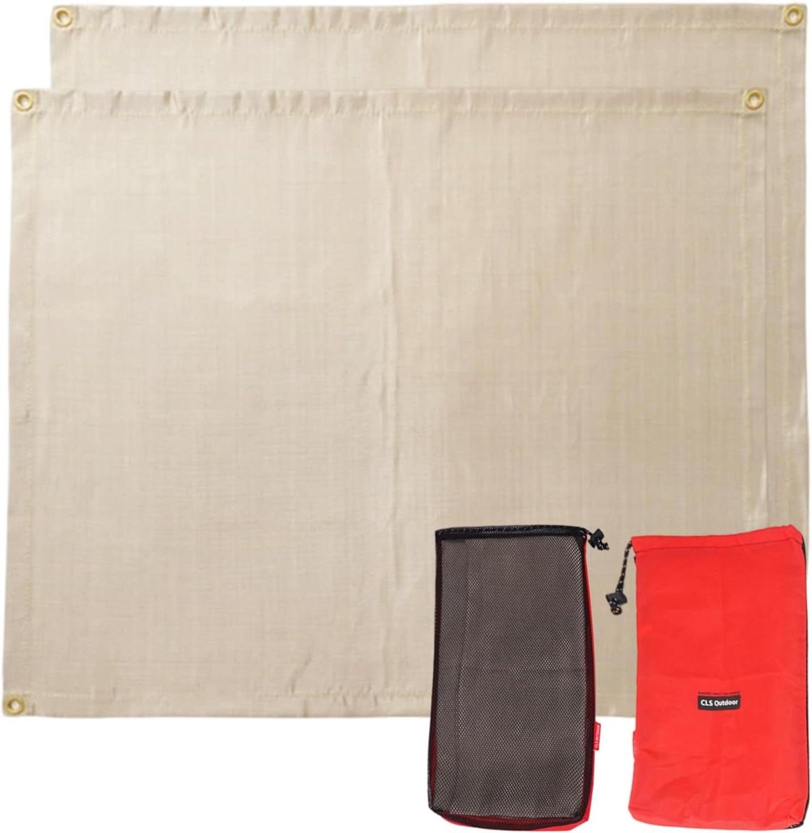 Lasdeken 2 stuks - Brandblusdeken Vuurdeken - Bescherming tegen Hitte - Glasvezel Vlamvertragend - 100 x 80 cm - Beige
