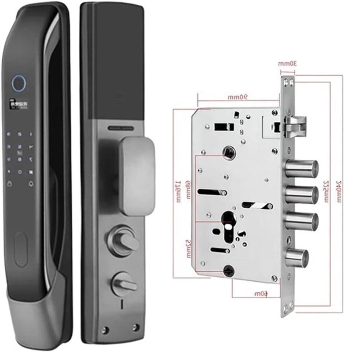 Slim Deurslot - Digitaal Sloten - Veilige Toegang - Automatisch Vergrendelen - 4-10cm Deurdikte - Grijs