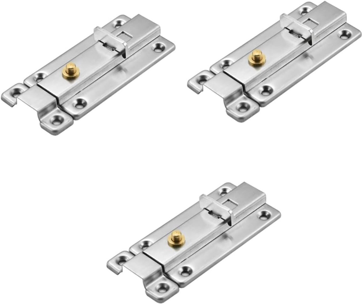Deurslot - Kettingslot Deurgrendel - Extra Beveiliging - Roestvrij Staal - 3 Stuks - Zilver