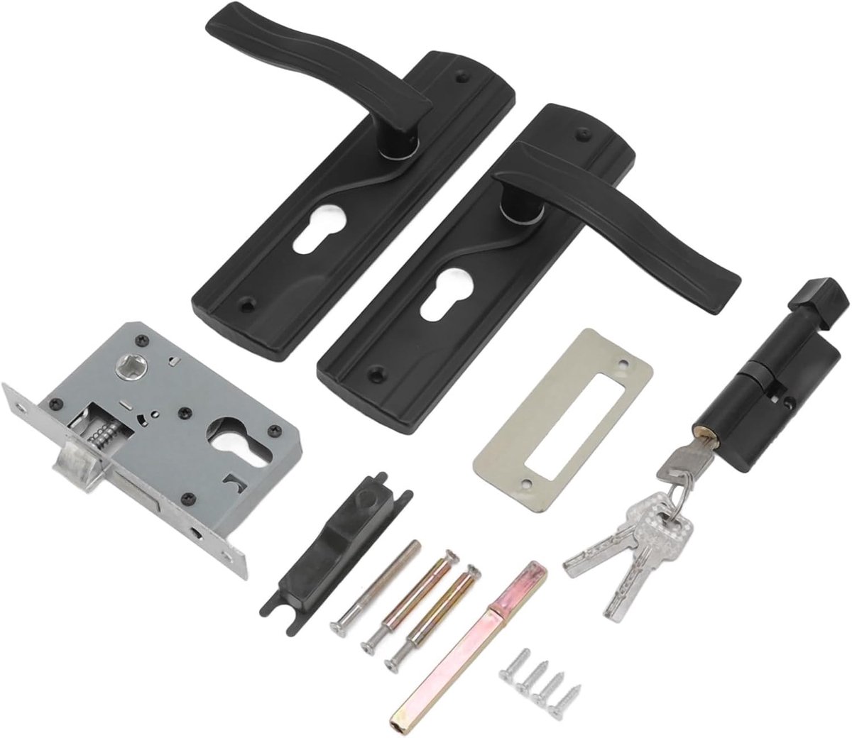 Deurknop met slot - Deurgreep - Thuisbeveiliging - Mangaanstaal materiaal - 3.5-5 cm deurdikte - Zwart
