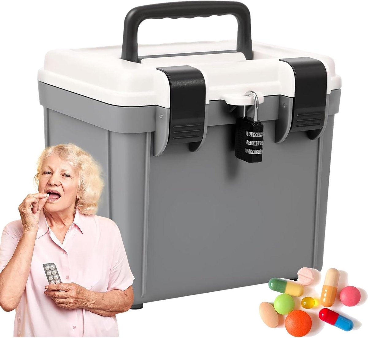 Afsluitbare Opbergdoos - Documentenkoffer Kluis - Veilige Opslag - Combinatieslot Beveiliging - 4 Liter Capaciteit - Grijs