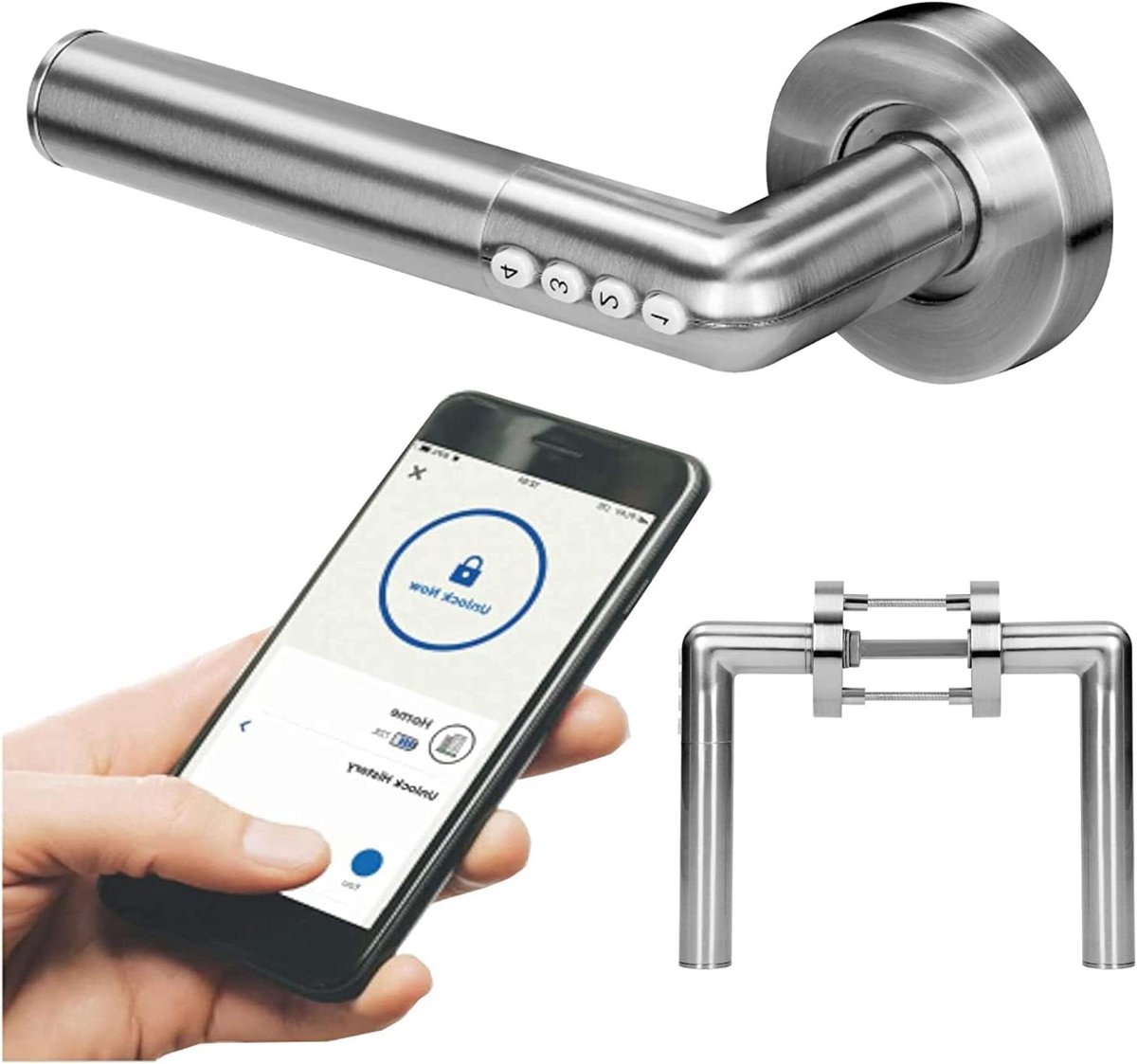 Slim Deurslot - Elektronisch Slot - Toegang Beveiligen - Pin of Bluetooth - IP44 - Zilver
