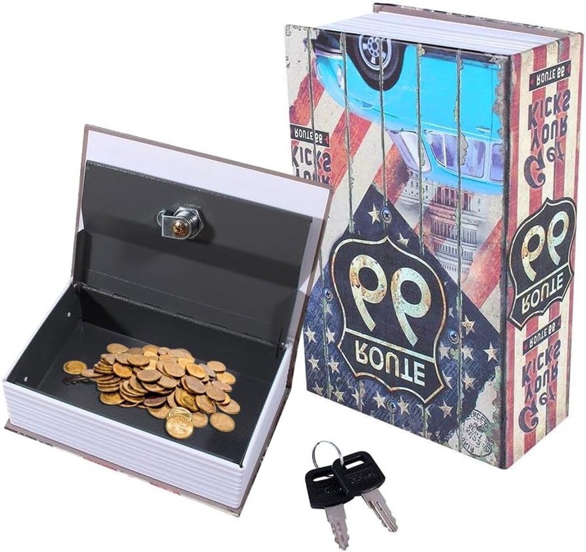 Boekveilige Box met Sleutel 18 x 11,5 x 5,5 cm - Verstevigde Kluis voor Geld, Sieraden en Waardevolle Spullen voor Thuis en Kantoor