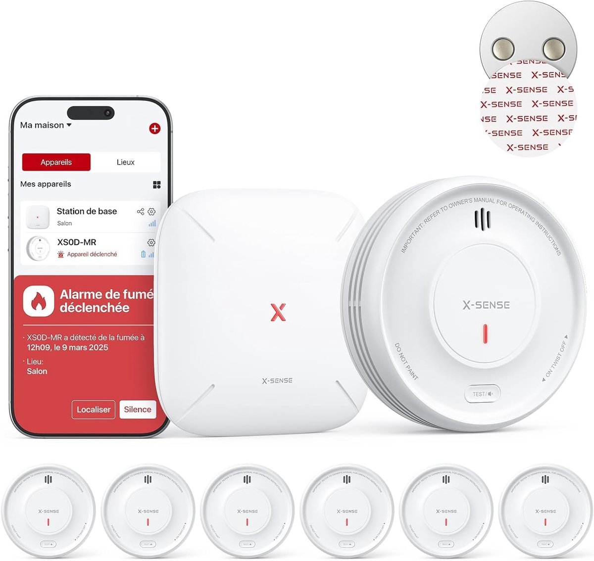 Intelligente Rookmelders - Brandalarmen Set - Veilig Huis - Magnetische Bevestiging - 4 stuks - Wit