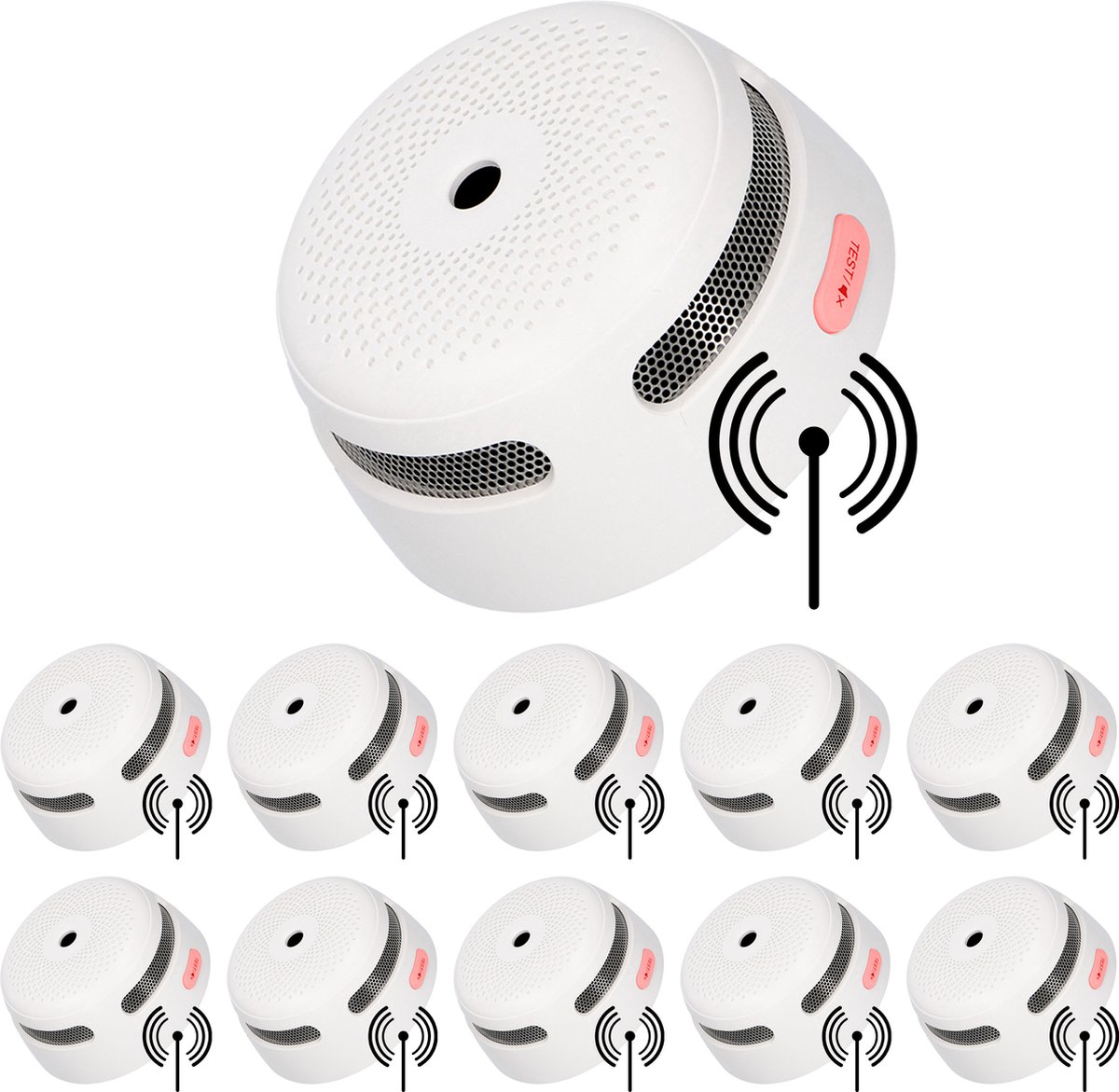 X-Sense XS01-W Draadloos koppelbare rookmelder - 10 Rookmelders - 10 jaar batterij - Voldoet aan Europese norm - Koppelbaar brandalarm