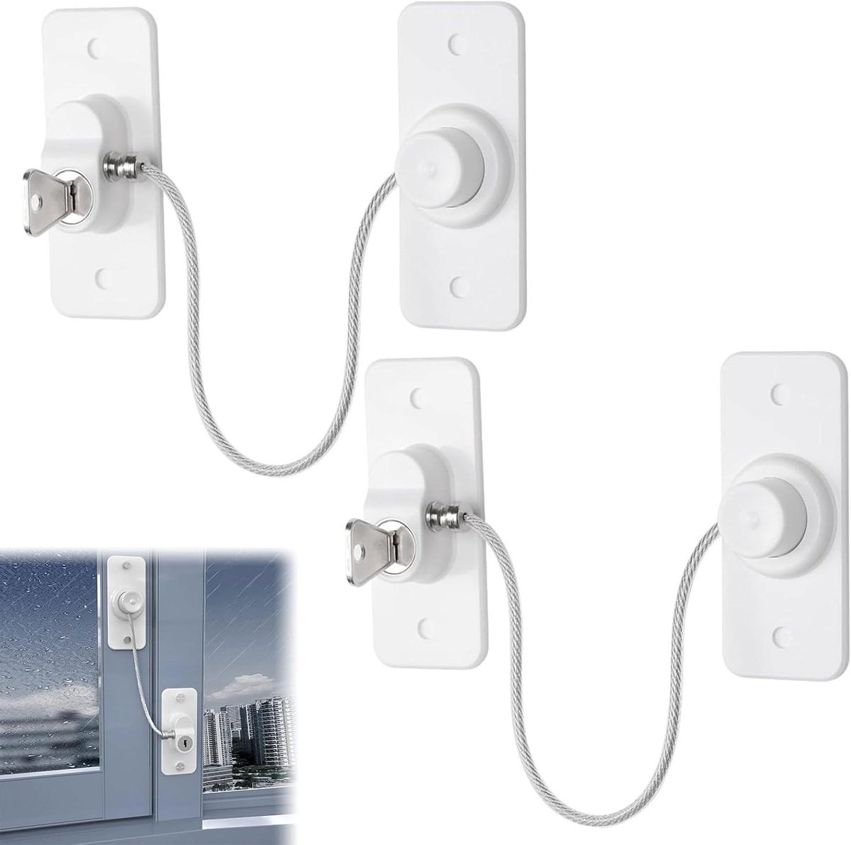 Kinderslot Ramen - Koelkastslot Deurbeveiliging - Veiligheid Thuis - Zonder Boren - 25 cm - Wit