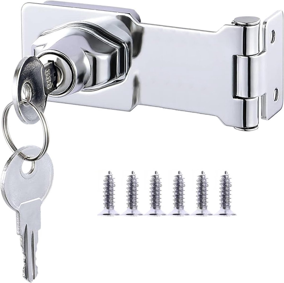 Veiligheids Hangslot met Sleutel voor Schuurdeur, Kast en Poort - Duurzaam en Betrouwbaar (Zilver - 1 Stuk, 10.2cm)
