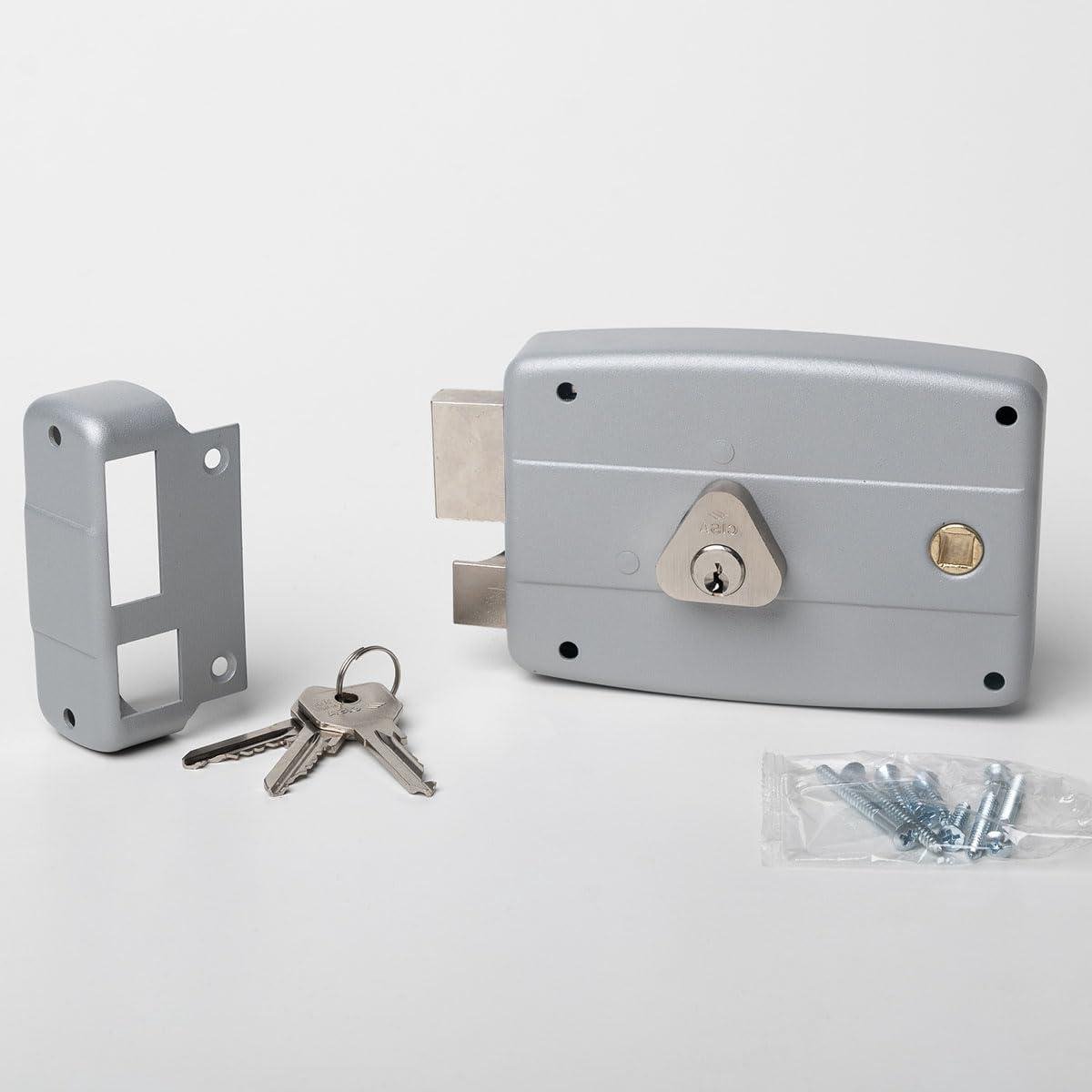 Deurslot - IJzeren slot - Buitendeur beveiligen - Roestbestendige behuizing - Doornmaat 60 mm - Aluminiumgrijs