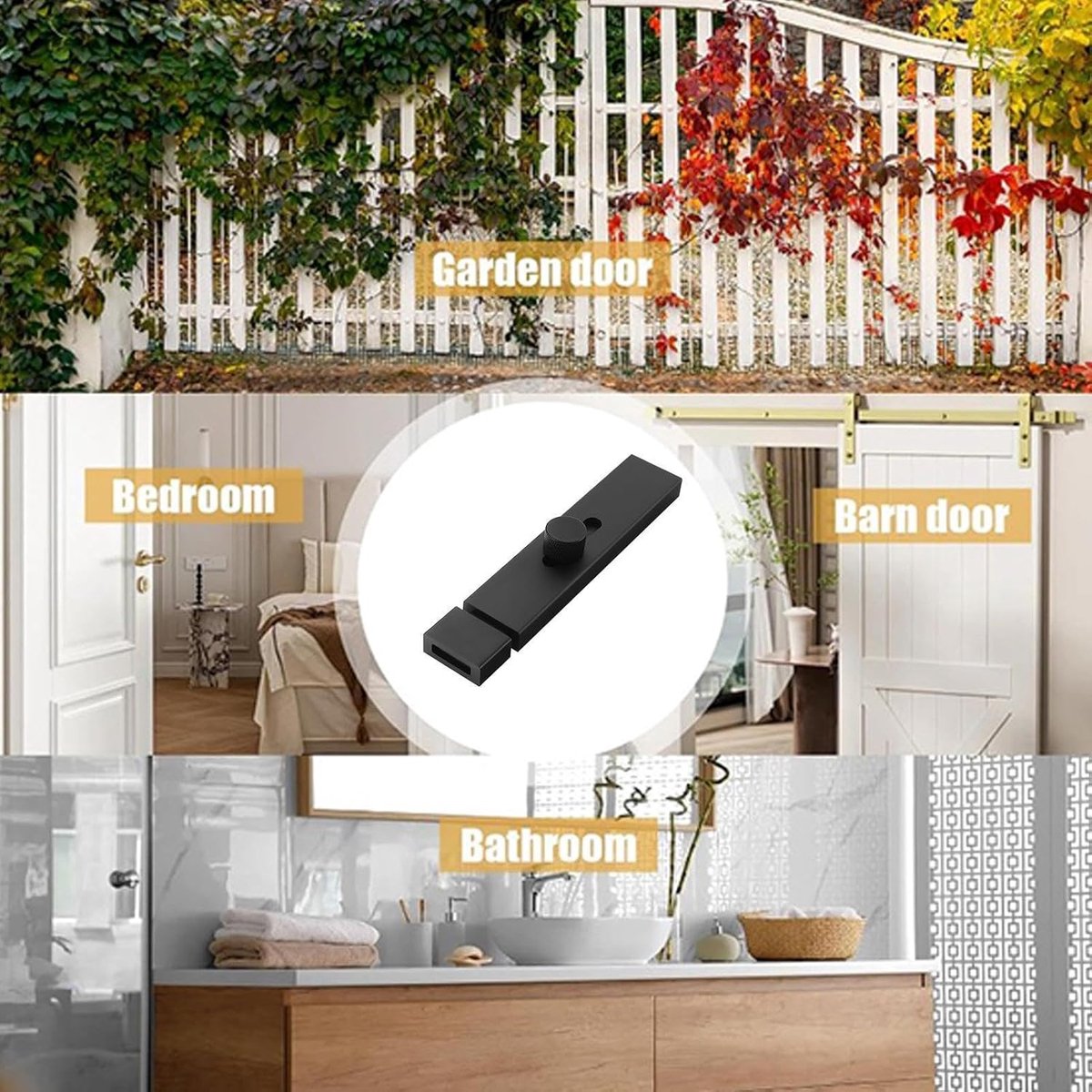 Schuifdeurvergrendeling - Schuifslot Deurgrendel - Beveiliging Huis - Zelfklevende Installatie - 6 inch breed - Zwart