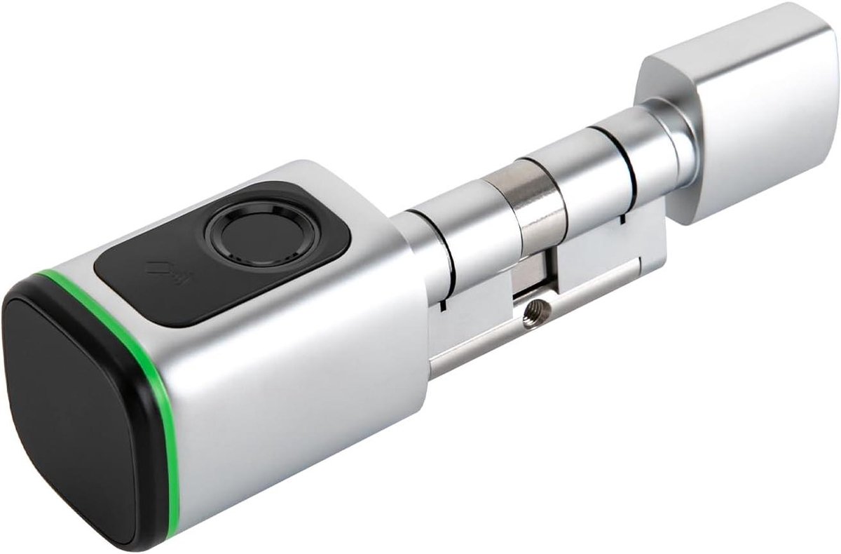Slimme Cilinder - Elektronisch Deurslot - Toegangsbeheer - Vier Ontgrendelopties - 60mm Lengte - Zilver