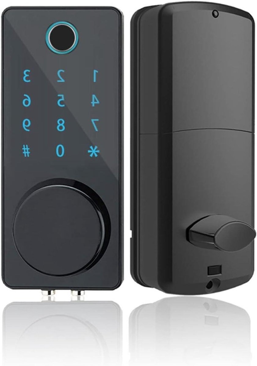 Slim Deurslot - Slimme Cilinder Vingerafdrukslot - Toegangscontrole - App Bediening - 38-48 mm Deurdikte - Zwart