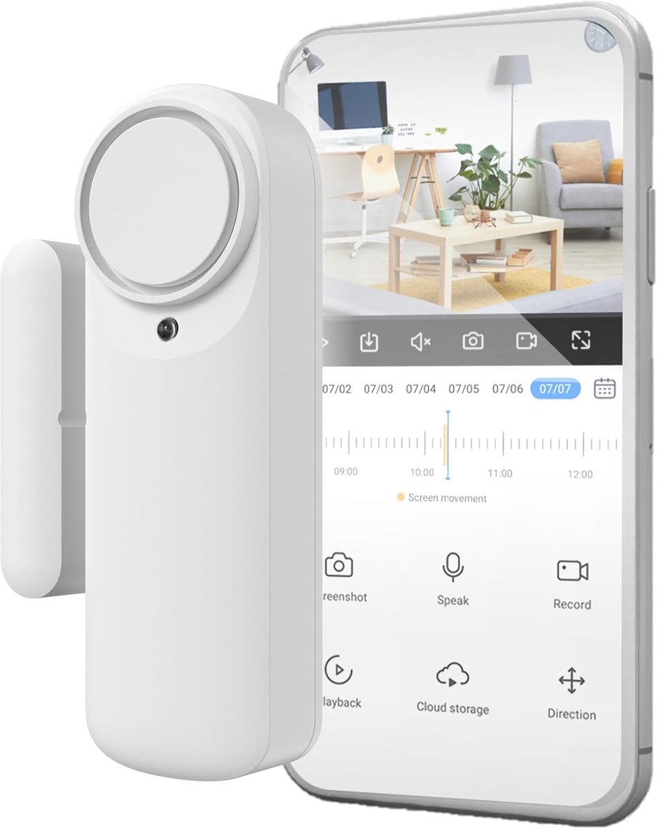 Intelligent wifi-deuralarm, magnetische deursensor, draadloos met mobiele app, real-time meldingen, handmatige knop, sirene 100 dB